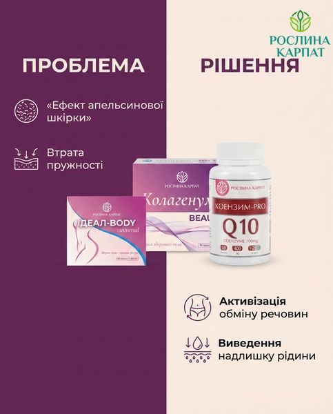 Програма комплексної боротьби з целюлітом - Ідеал-body 2уп., Колагенум 2уп., Коензим 1 уп. Рослина Карпат 546638 546638 фото