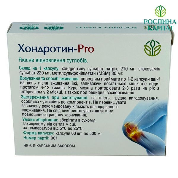 Хондротин-PRO 60 таб. &ndash; природний захист ваших суглобів Рослина Карпат 484814 484814111 фото