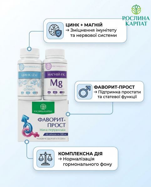 Програма для чоловіків - Фаворит, Цинк, Магній Рослина Карпат 485488 485488111 фото