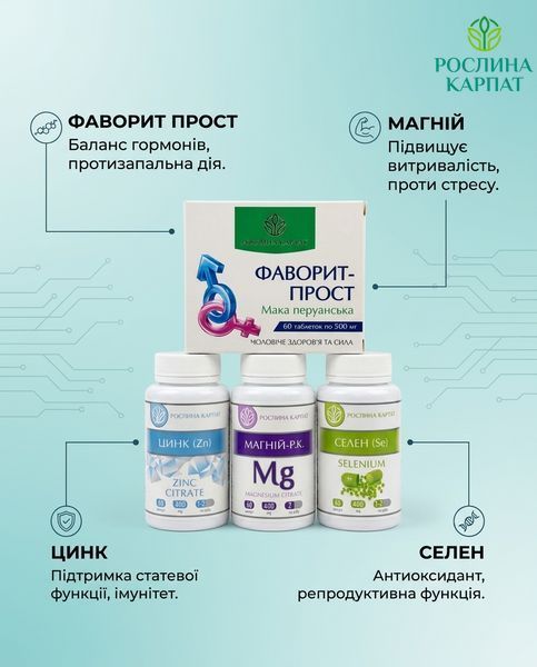 Програма для чоловіків - Фаворит, Цинк, Магній, Селен Рослина Карпат 485498 485498111 фото
