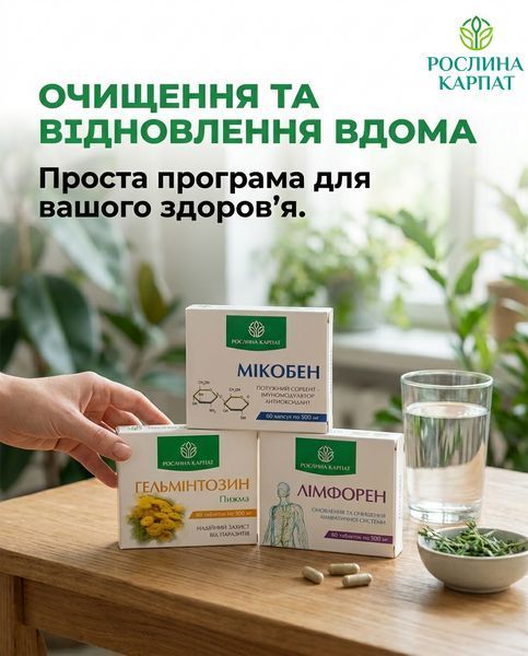 Програма очищення організму - Мікобен, Гельмінтозин, Лімфорен Рослина Карпат 485489 485489111 фото