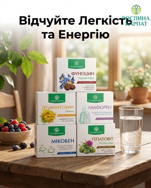 Програма очищення організму &ndash; Фунгіцин, Гельмінтозин, Лімфорен, Мікобен, Гепатовіт Рослина Карпат 484724 484724111 фото
