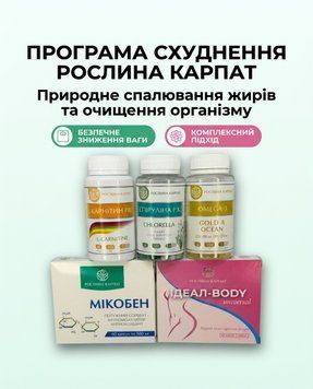 Програма схуднення 2 курс - Ідеал, Мікобен, Карнітин, Спіруліна, Омега-3 Рослина Карпат 485492 485492111 фото
