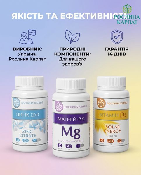 Комплексна програма для чоловіків &ndash; Вітамін D3, Цинк, Магній Рослина Карпат 484741 484741111 фото